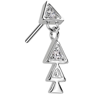 Or 14kt Embout pendantif en forme de triangle Zircon Enfoncer