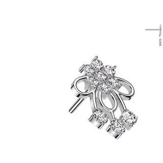 Or 14kt Embout embout en forme de fleur en ruban Zircon Enfoncer