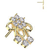 Or 14kt Embout embout en forme de fleur en ruban Zircon Enfoncer