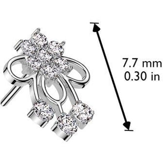 Or 14kt Embout embout en forme de fleur en ruban Zircon Enfoncer