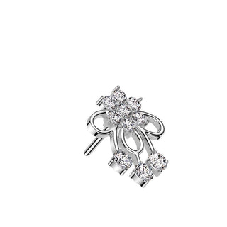 Or 14kt Embout embout en forme de fleur en ruban Zircon Enfoncer