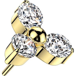 Solid Gold 14 Carat top zirconia prong setting Push-In