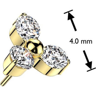 Solid Gold 14 Carat top zirconia prong setting Push-In
