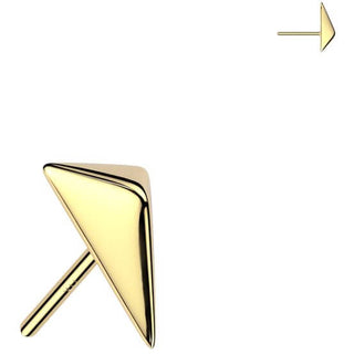 Solid Gold 14 Carat top 3D spear head Push-In