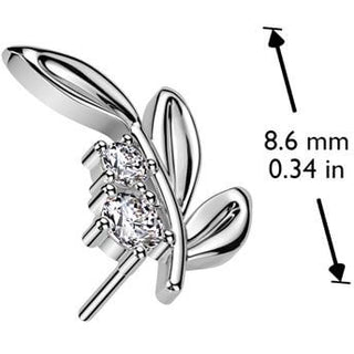 Or 14kt Embout Embout feuille zircone Enfoncer