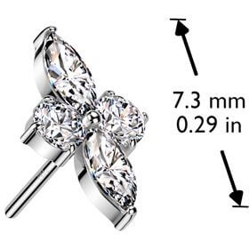 Or 14kt Embout Embout zircone en forme de diamant Enfoncer