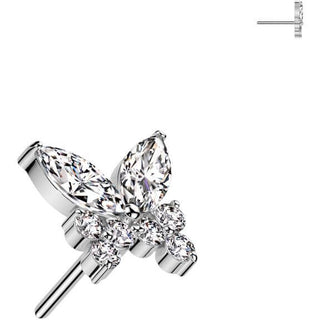 Solid Gold 14 Carat top butterfly zirconia Push-In