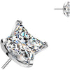 Titanium top square flower cubic zirconia Push-In