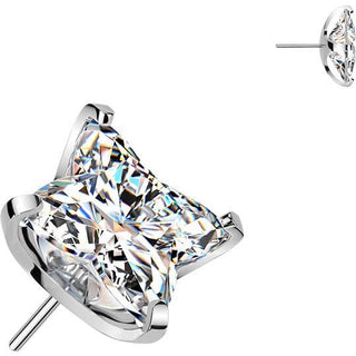 Titanium top square flower cubic zirconia Push-In