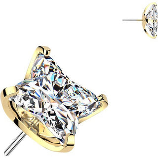 Titanium top square flower cubic zirconia Push-In