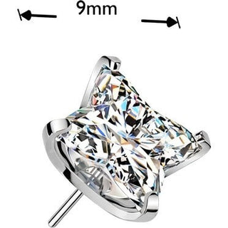Titanium top square flower cubic zirconia Push-In