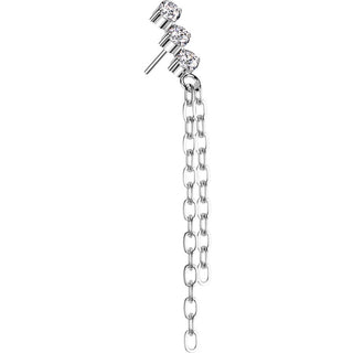 Titanium 3 zirconias double chain dangle Push-In