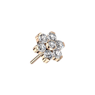 Titanium Top Top Flower Zirconia Silver Push-In
