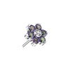 Titanium Top Flower Zirconia Silver Push-In