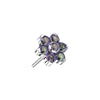 Titanium Top Flower Zirconia Silver Push-In