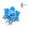 Titanium Top Top Flower Opal Silver Push-In