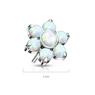 Titanium Top Top Flower Opal Silver Push-In