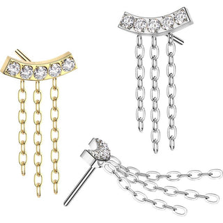 Titanium Top top triple chain dangle zirconias Push-In