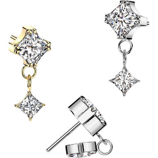 Titanium Top zirconia prong setting dangle Push-In