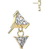 Titanium Top top prong set triangle cubic zirconia with dangle Push-In