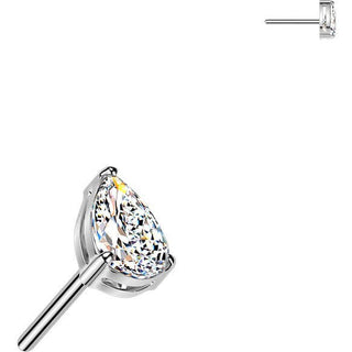 Titanium Top top prong set teardrop cubic zirconia Push-In