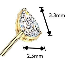 Titanium Top top prong set teardrop cubic zirconia Push-In
