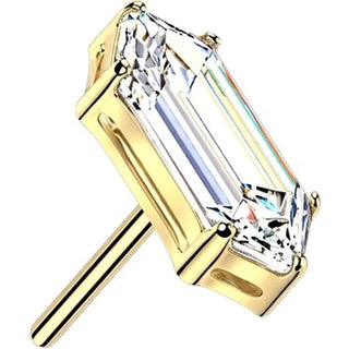 Titanium Top top prong set elongated hexagon cubic zirconia Push-In