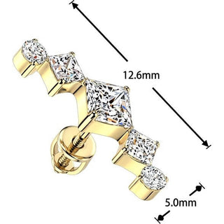 Titanium top triple zirconia and round cubic zirconia Push-In