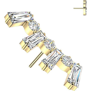 Titanium top baguette and round cubic zirconia crown Push-In