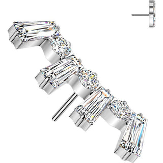 Titanium top baguette and round cubic zirconia crown Push-In