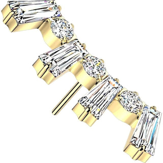 Titanium Top top baguette and round cubic zirconia crown Push-In