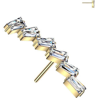 Titanium top rectangle cubic zirconia curve Push-In