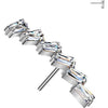 Titanium top rectangle cubic zirconia curve Push-In