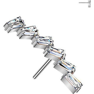 Titanium top rectangle cubic zirconia curve Push-In
