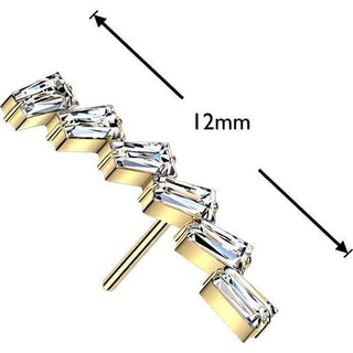 Titanium top rectangle cubic zirconia curve Push-In