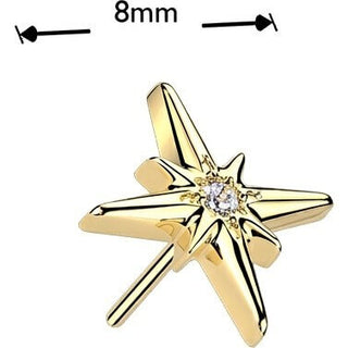 Titanium top cubic zirconia centered starburst Push-In