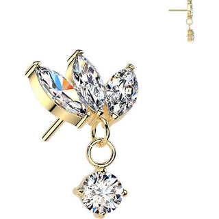 Titanium Top top three marquise cubic zirconia with round cubic zirconia dangle Push-In