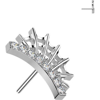 Titanium top lined cubic zirconia spider web Push-In
