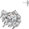 Titanium top heart shaped round cubic zirconia cluster Push-In