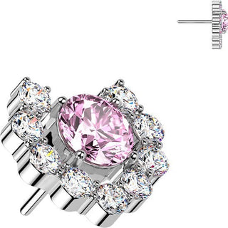 Titanium top heart shaped round cubic zirconia cluster Push-In
