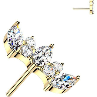 Titanium Top top marquise and round cubic zirconia fan Push-In