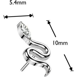 Titanium top snake with marquise cubic zirconia head Push-In