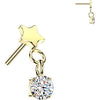 Titanium Top top flat star with round cubic zirconia dangle Push-In