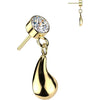 Titanium Top Top Bezel Zirconia With Teardrop Dangle Push-In