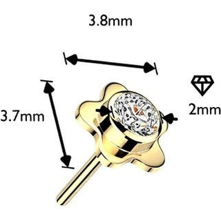 Titanium top flower with bezel set cubic zirconia center Push-In