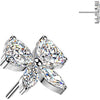 Titanium top butterfly with heart and marquise cubic zirconia wings Push-In