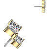 Titanium Top Top Double Diamond Cut Zirconia Push-In