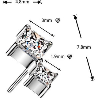 Titanium Top Top Double Diamond Cut Zirconia Push-In