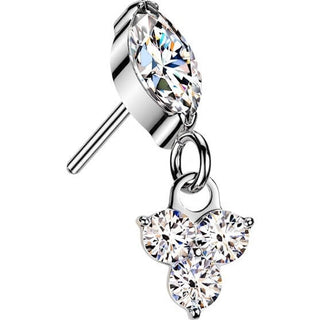 Titanium Top Top Marquise Zirconia Trinity Zirconia Dangle Push-In