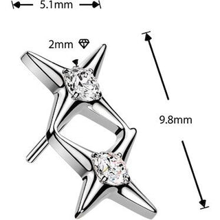 Titanium Top Top Double Star Zirconia Centers Push-In